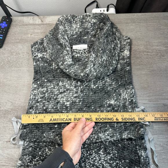 Bryn Walker Wool Cowl Neck Side Tie Sweater Vest Black Gray Small - Picture 8 of 9